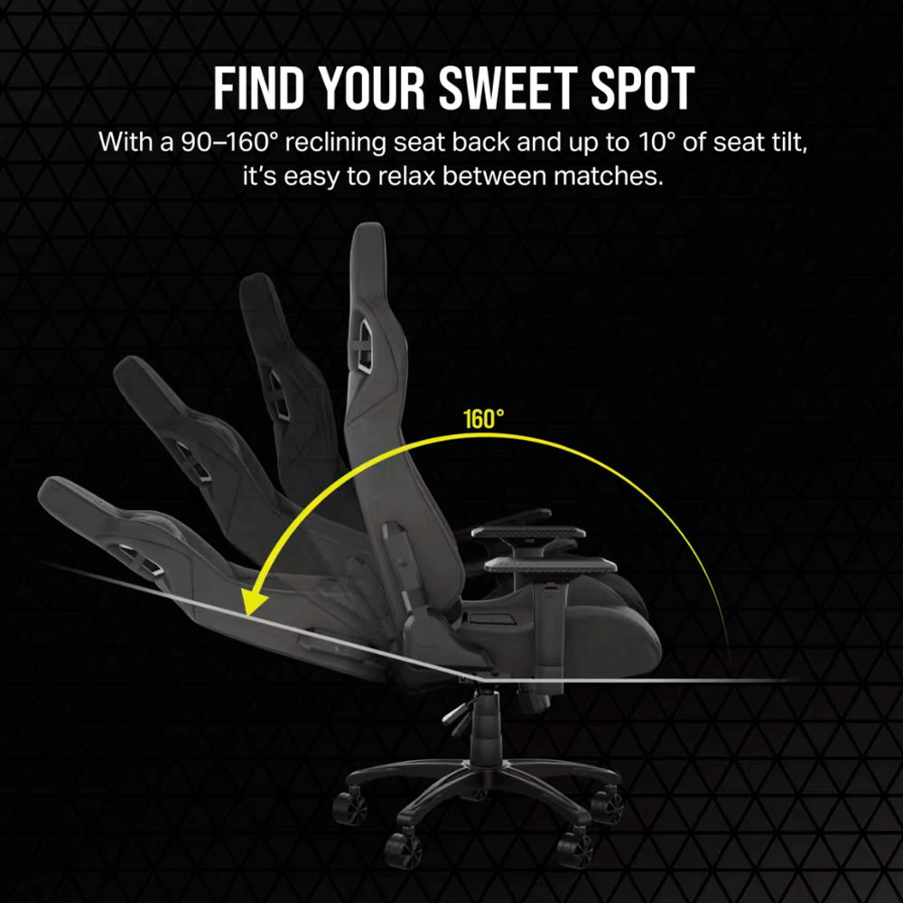 Corsair Silla Gamer T3 RUSH, hasta 120Kg, Carbón