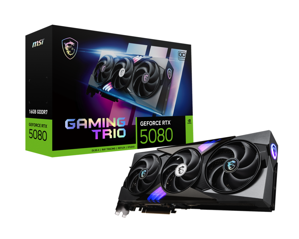 Tarjeta de Vídeo MSI Nvidia GeForce RTX™ 5080 16G GAMING TRIO OC, PCI Express 5.0, MSI RTX 5080 GAMING TRIO OC 16GB GDDR7