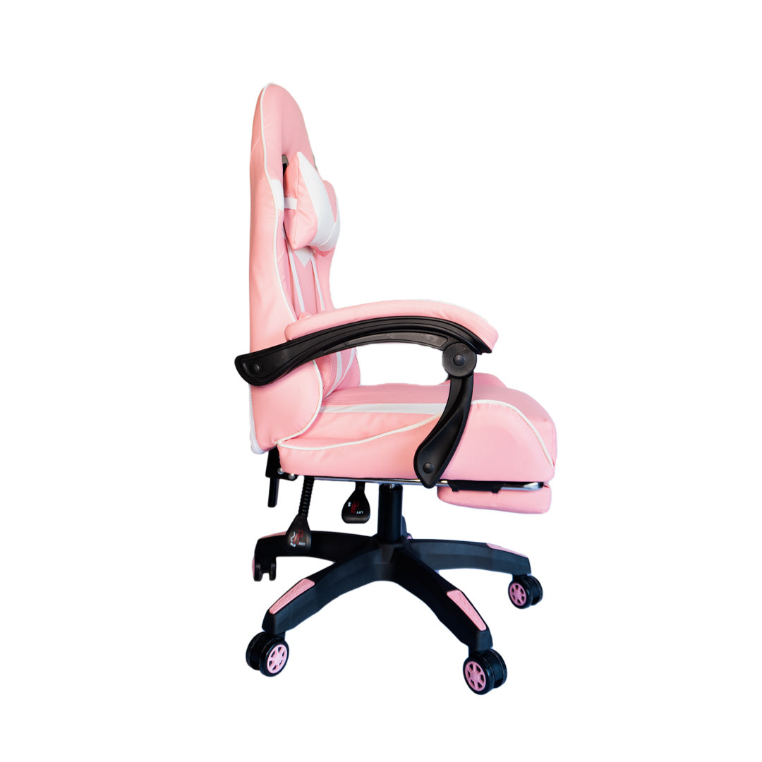 Silla Gamer SiGamers Reclinable Ergonomica con Reposapiés Color Rosa