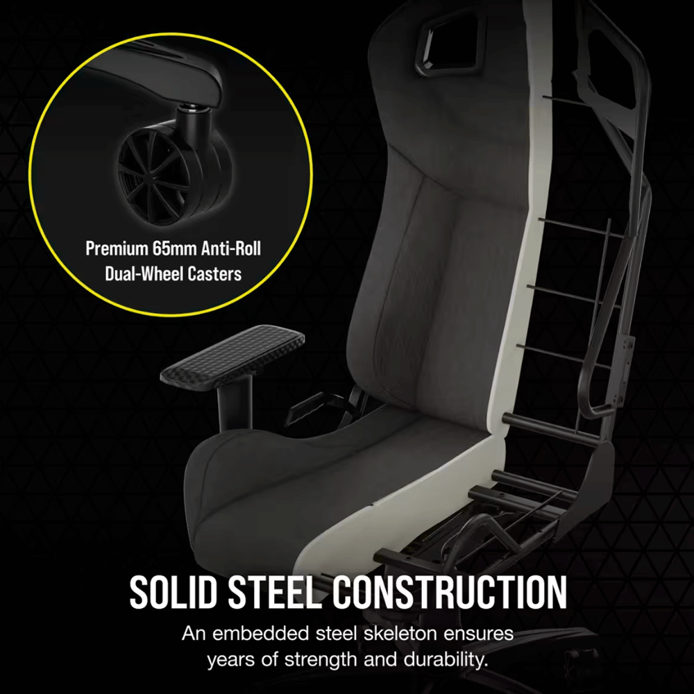 Corsair Silla Gamer T3 RUSH, hasta 120Kg, Carbón