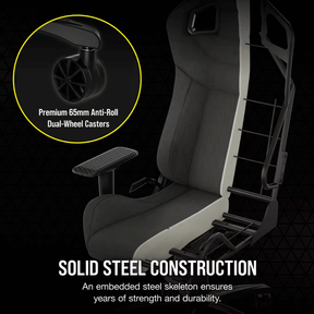 Corsair Silla Gamer T3 RUSH, hasta 120Kg, Carbón