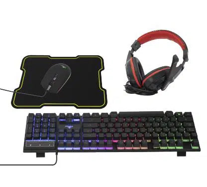 Kit Gamer de Teclado, Mouse, Audífonos y Mousepad Yeyian HYDRA, Alámbrico, USB, Negro (Español)