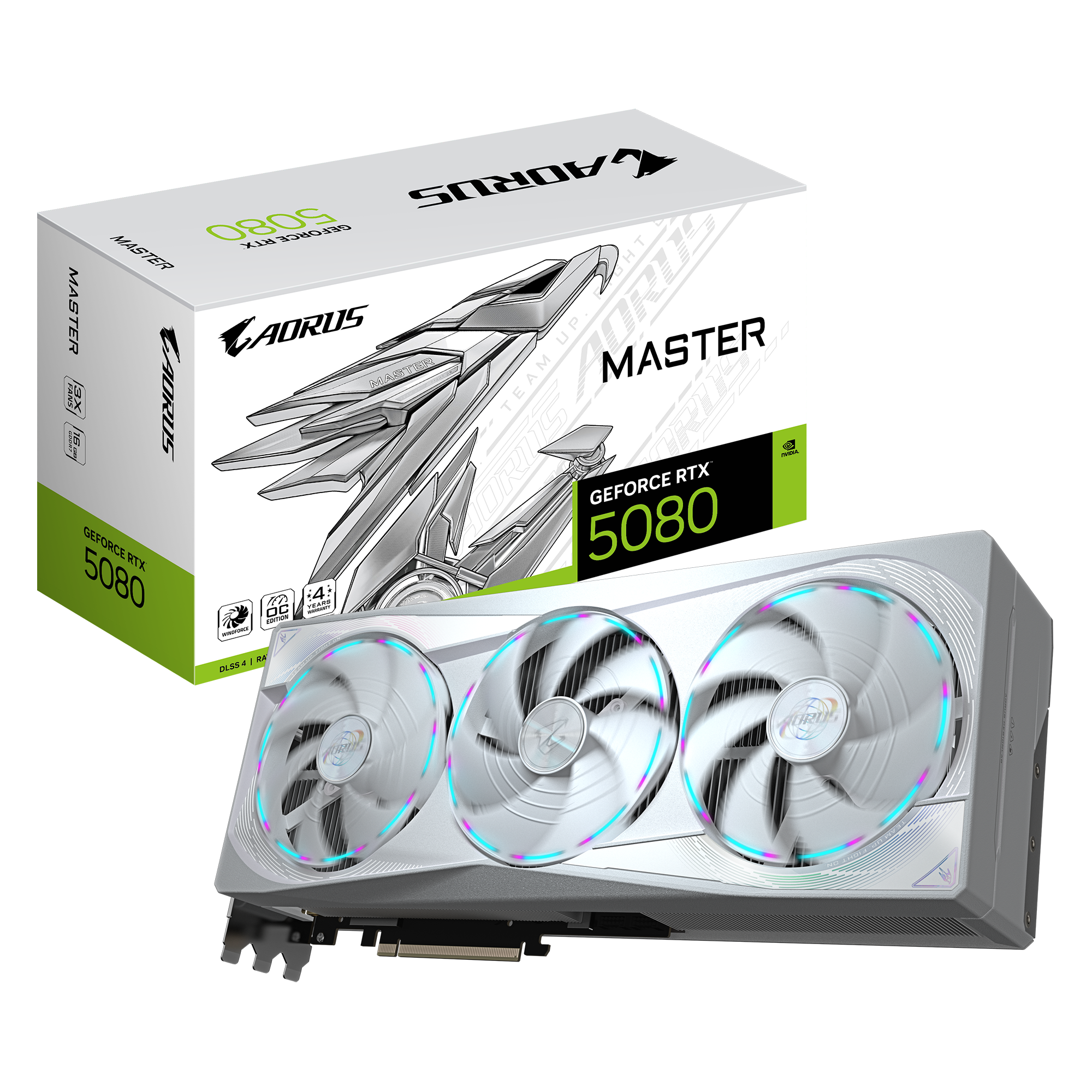 Tarjeta de Vídeo AORUS GeForce RTX™ 5080 MASTER ICE 16G, PCI Express 5.0 x16 ,Microsoft DirectX® 12, GV-N5080AORUS M-16GD, GV-N5080AORUSM ICE-16GD