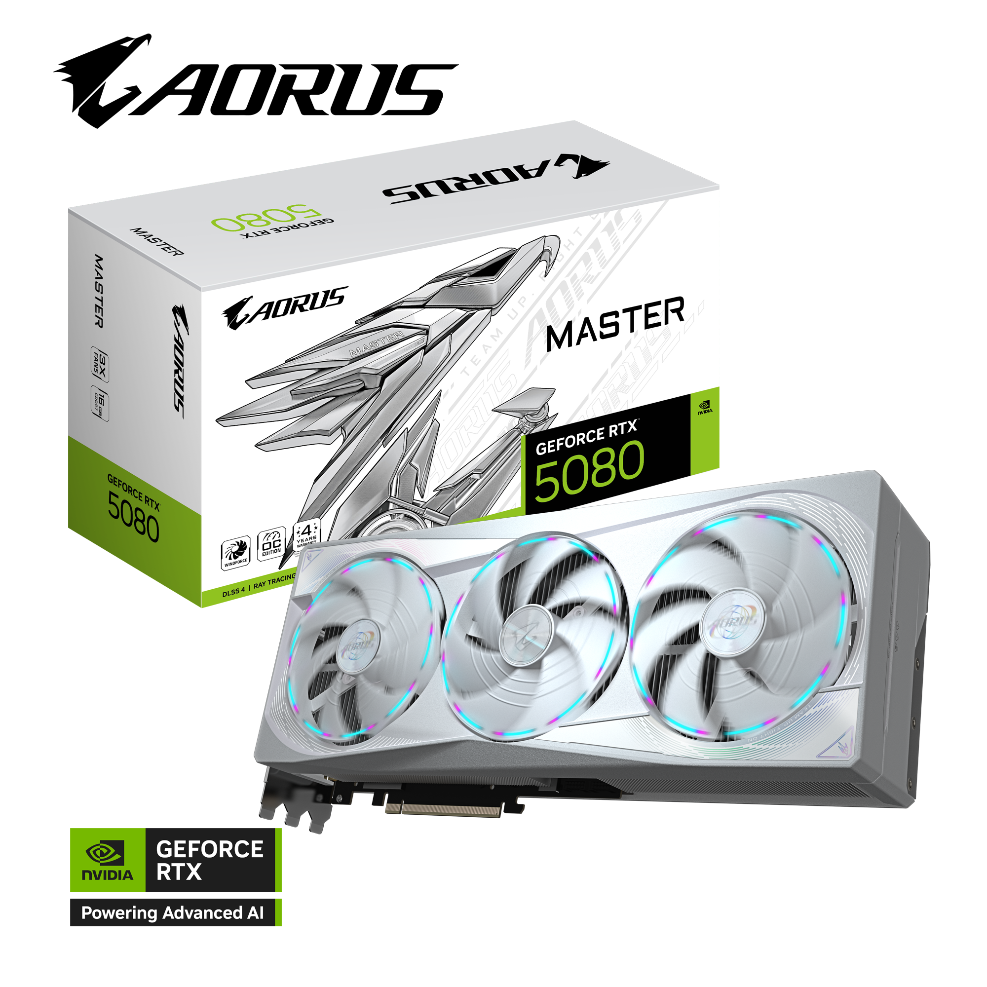 Tarjeta de Vídeo AORUS GeForce RTX™ 5080 MASTER ICE 16G, PCI Express 5.0 x16 ,Microsoft DirectX® 12, GV-N5080AORUS M-16GD, GV-N5080AORUSM ICE-16GD