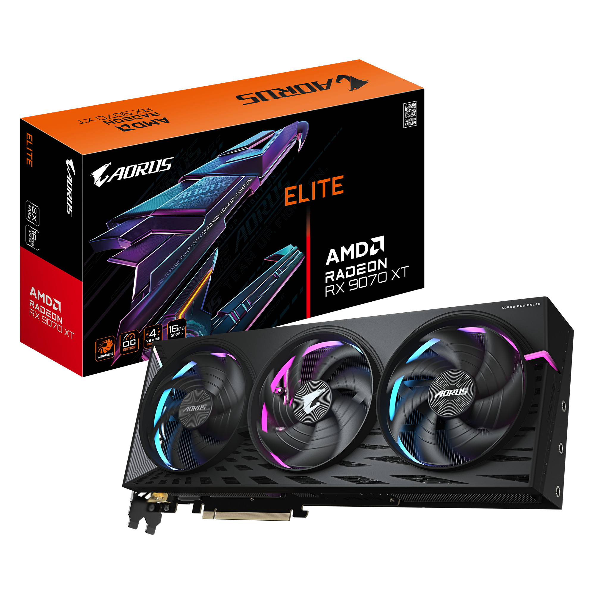 Tarjeta de Vídeo AORUS Radeon™ RX 9070 XT ELITE 16G,DisplayPort 2.1a *2 HDMI 2.1b *2,GV-R9070XTAORUS E-16GD