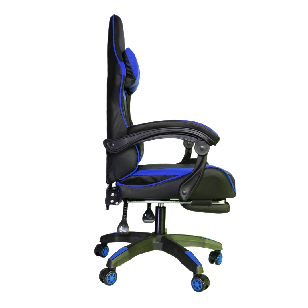 Silla Gamer SiGamers Reclinable Ergonomica con Reposapiés Azul