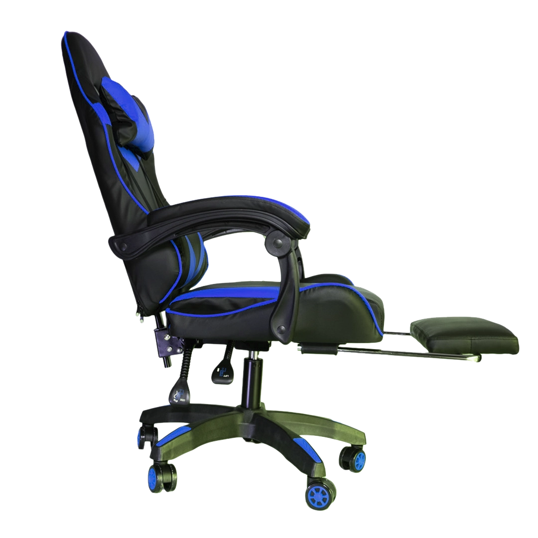 Silla Gamer SiGamers Reclinable Ergonomica con Reposapiés Azul