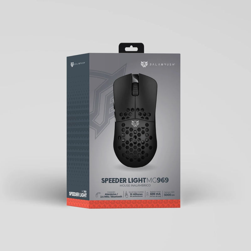 Mouse Gamer Inalámbrico Balam Rush Speeder Light MG969, 10,000 DPI, 6 Botones, RGB, Negro