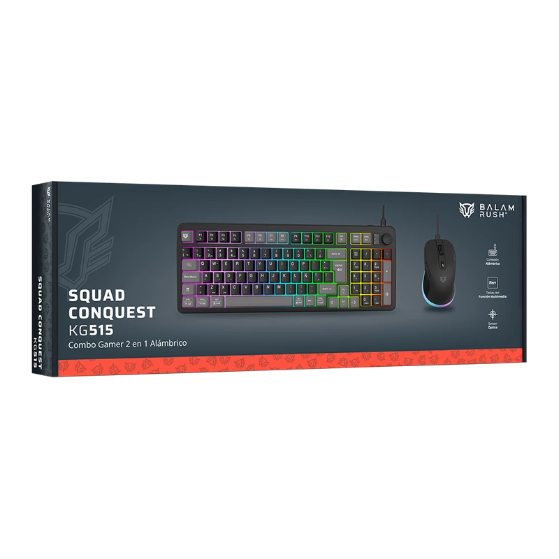 Combo Teclado + Mouse Alámbrico | Squad Conquest KG515 | Negro
