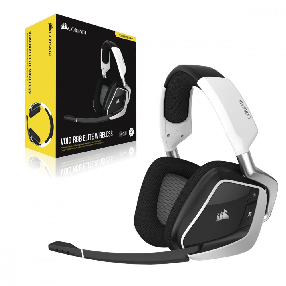 Corsair Audífonos Gamer VOID RGB ELITE Wireless 7.1, Inalámbrico, USB, Negro/Blanco