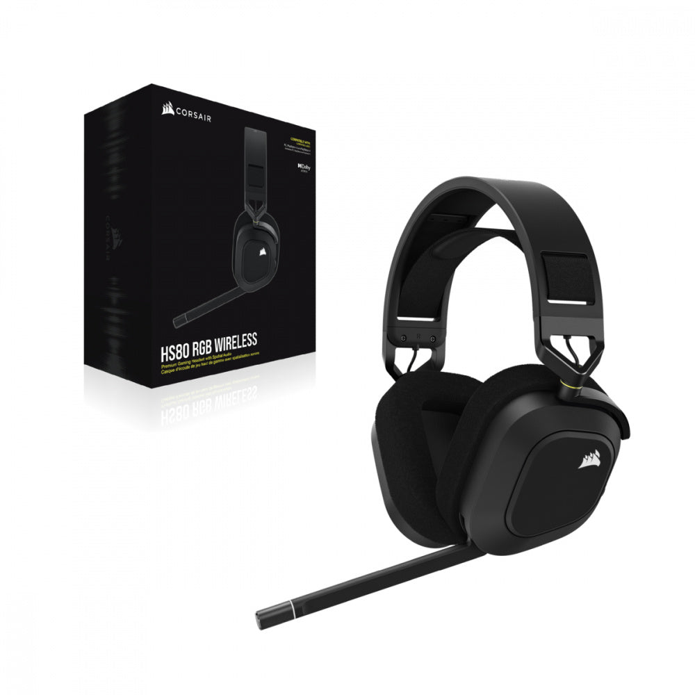 Corsair Audifonos Gamer HS80 RGB Wireless, Inalámbrico, USB, Negro