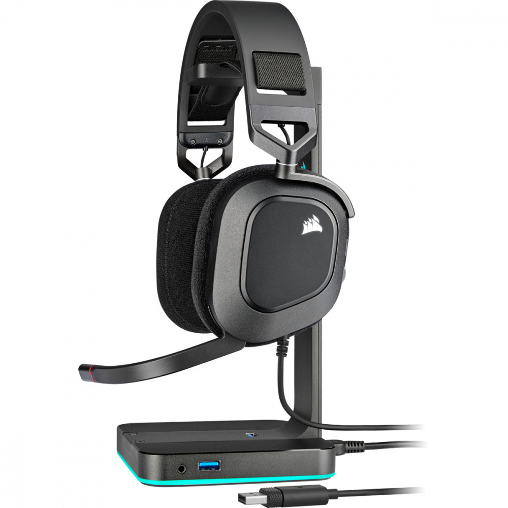 Corsair Audífonos Gamer HS80 RGB USB, Alámbrico, 1.8 Metros, USB, Negro