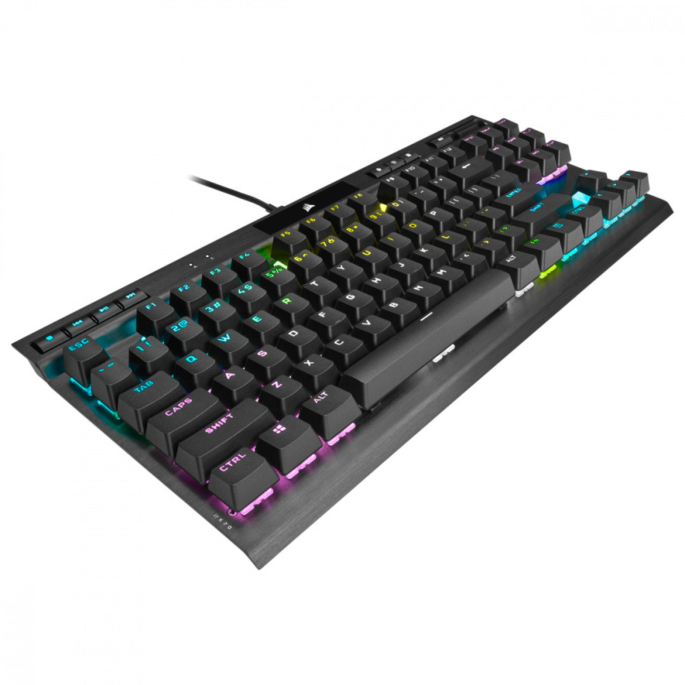 Teclado Gamer Corsair K70 RGB TKL Champion Series, Teclado Mecánico, Switch Cherry MX RGB Speed, Alámbrico, Negro (Inglés)