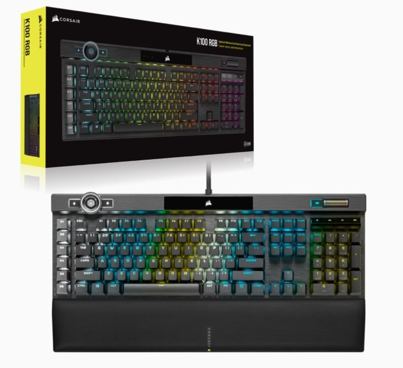 Teclado Gamer Corsair K100 RGB, Teclado Mecánico, Corsair OPX, Alámbrico, Negro (Inglés)