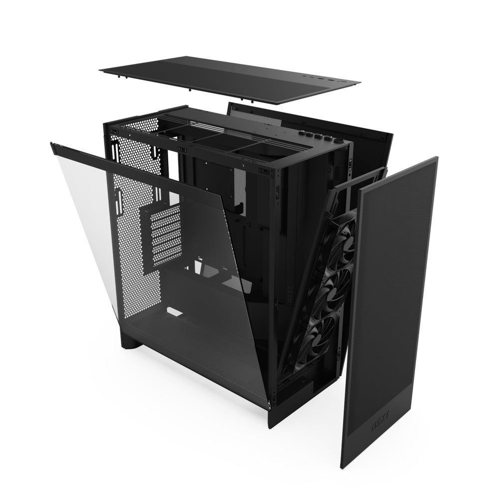 Gabinete NZXT H7 Flow 2024 con Ventana, Midi-Tower, Mini-ITX/Micro-ATX/ATX, USB 3.0, sin Fuente, 3 Ventiladores Instalados, Negro