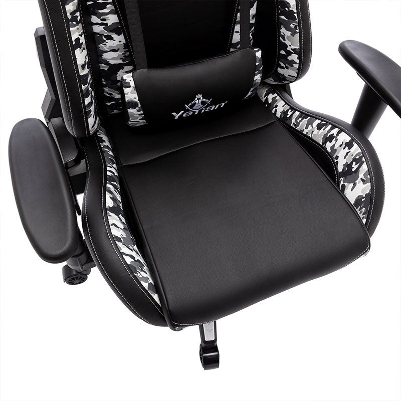 Yeyian Silla Gamer Ryuji Snow Camouflage, hasta 150kg, Negro/Blanco