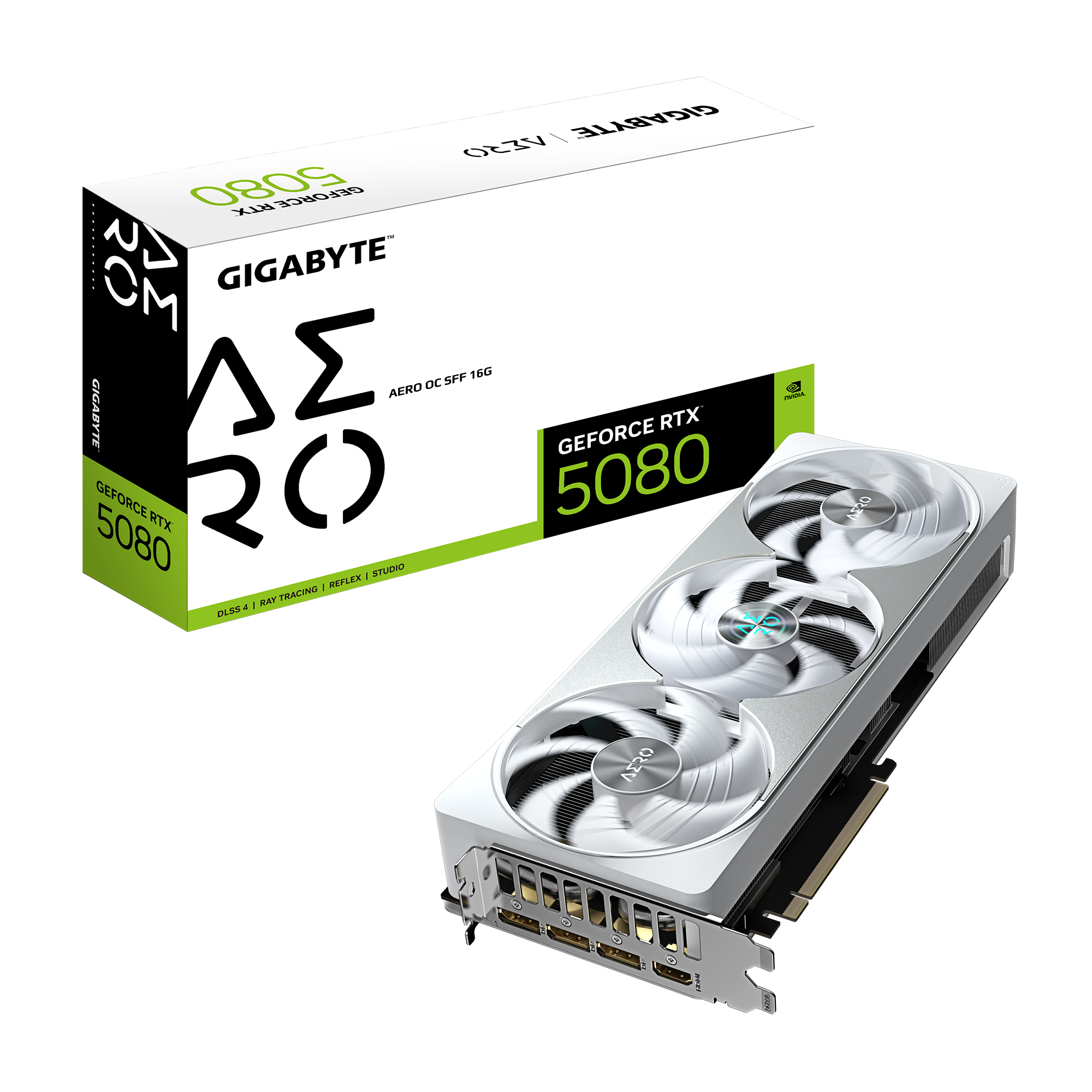 Tarjeta de Vídeo Gigabyte GeForce RTX™ 5080 RTX 5080 AERO OC SFF 16G CI Express 5.0 x16 . GV-N5080AERO OC-16GD