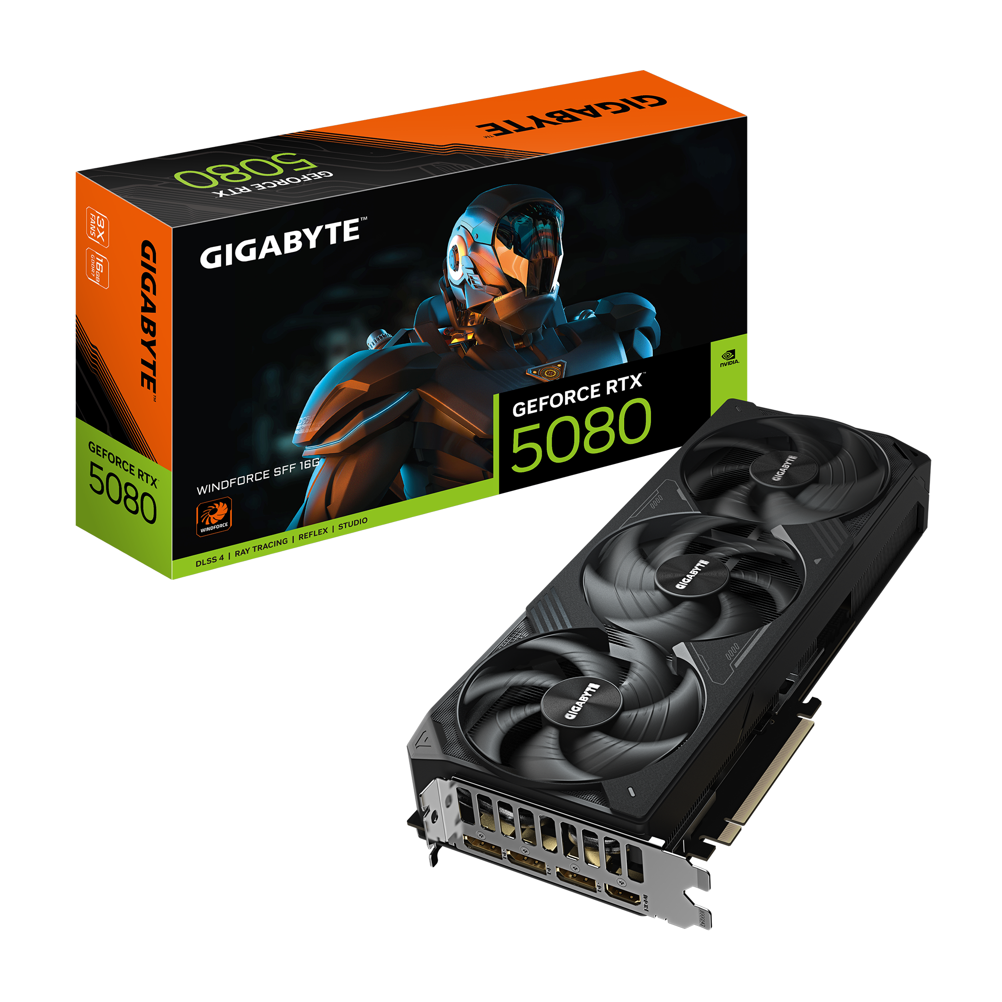 Tarjeta de Vídeo Gigabyte GeForce RTX™ 5080 WINDFORCE SFF 16G PCI Express 5.0 x16 GV-N5080WF3-16GD