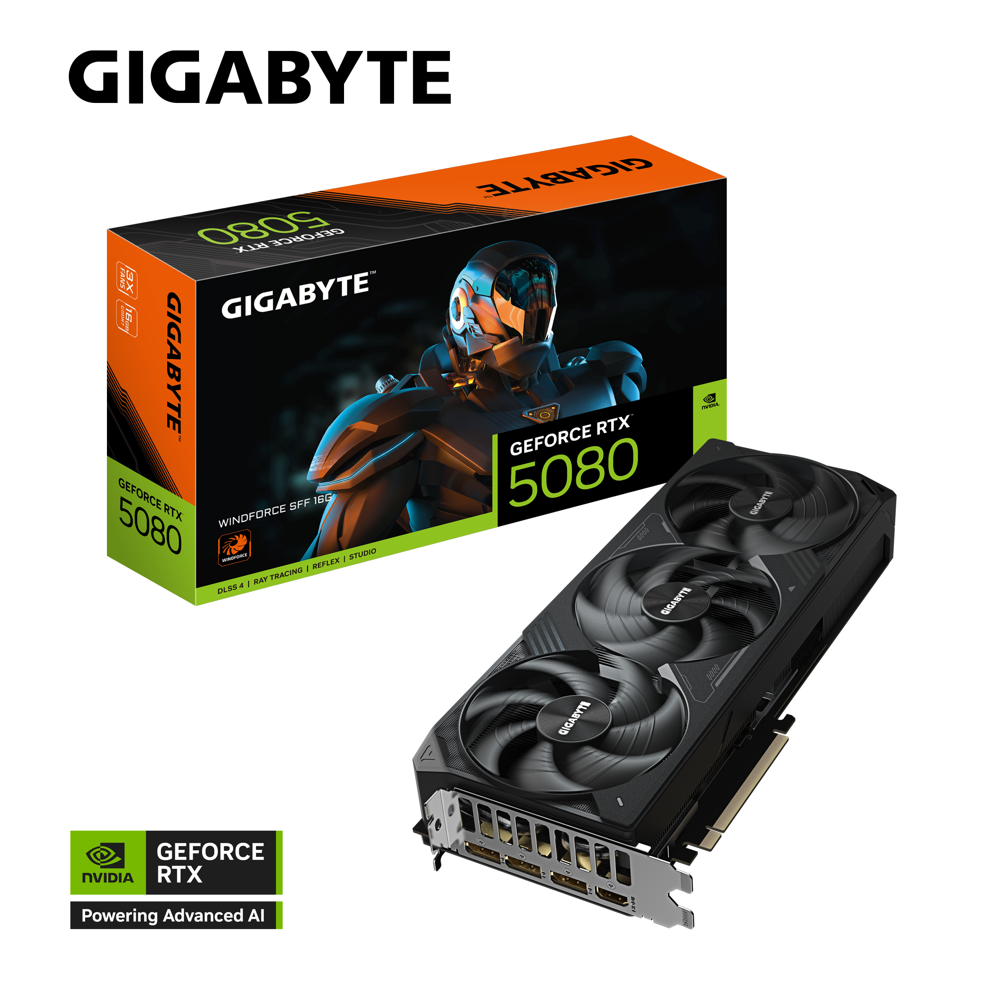 Tarjeta de Vídeo Gigabyte GeForce RTX™ 5080 WINDFORCE SFF 16G PCI Express 5.0 x16 GV-N5080WF3-16GD