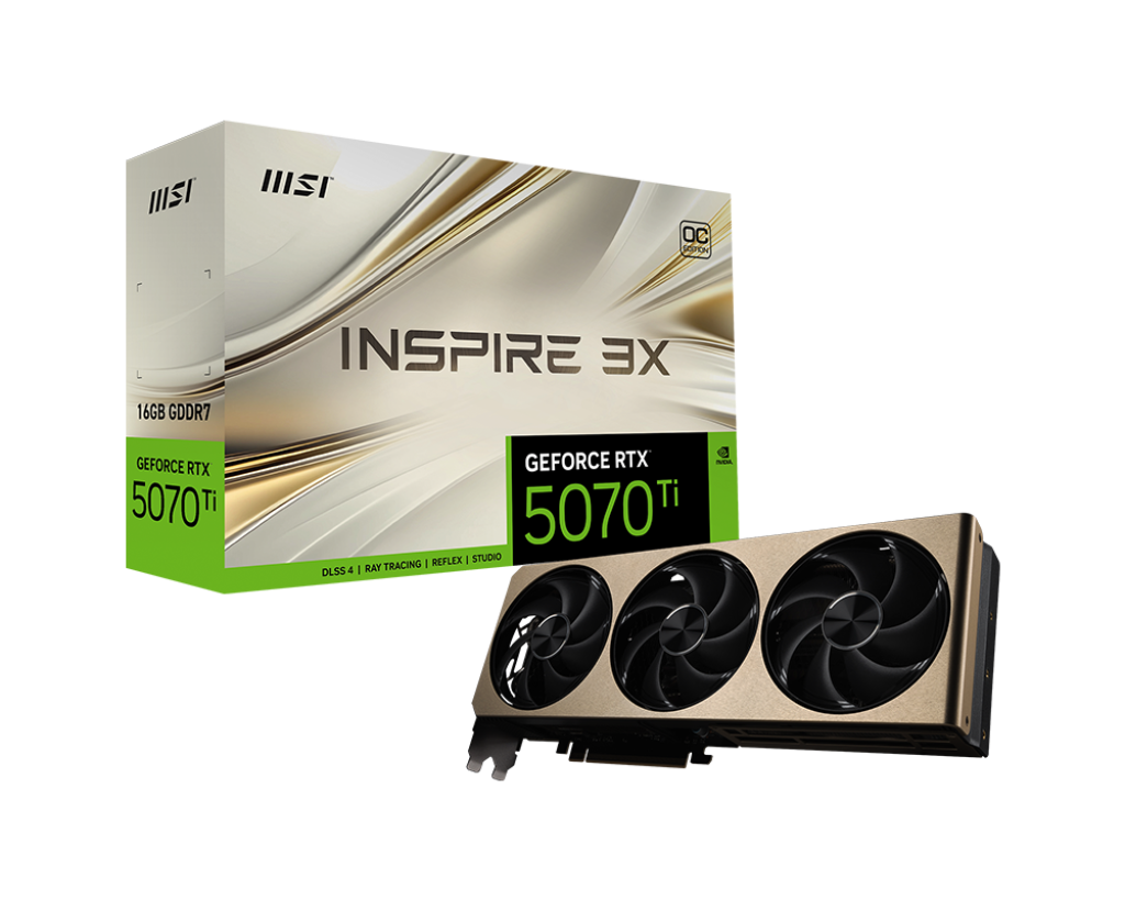 Tarjeta de Video MSI Nvidia Geforce RTX 5070 Ti 16G INSPIRE 3X OC PLUS 256-bit DisplayPort x3 HDMI