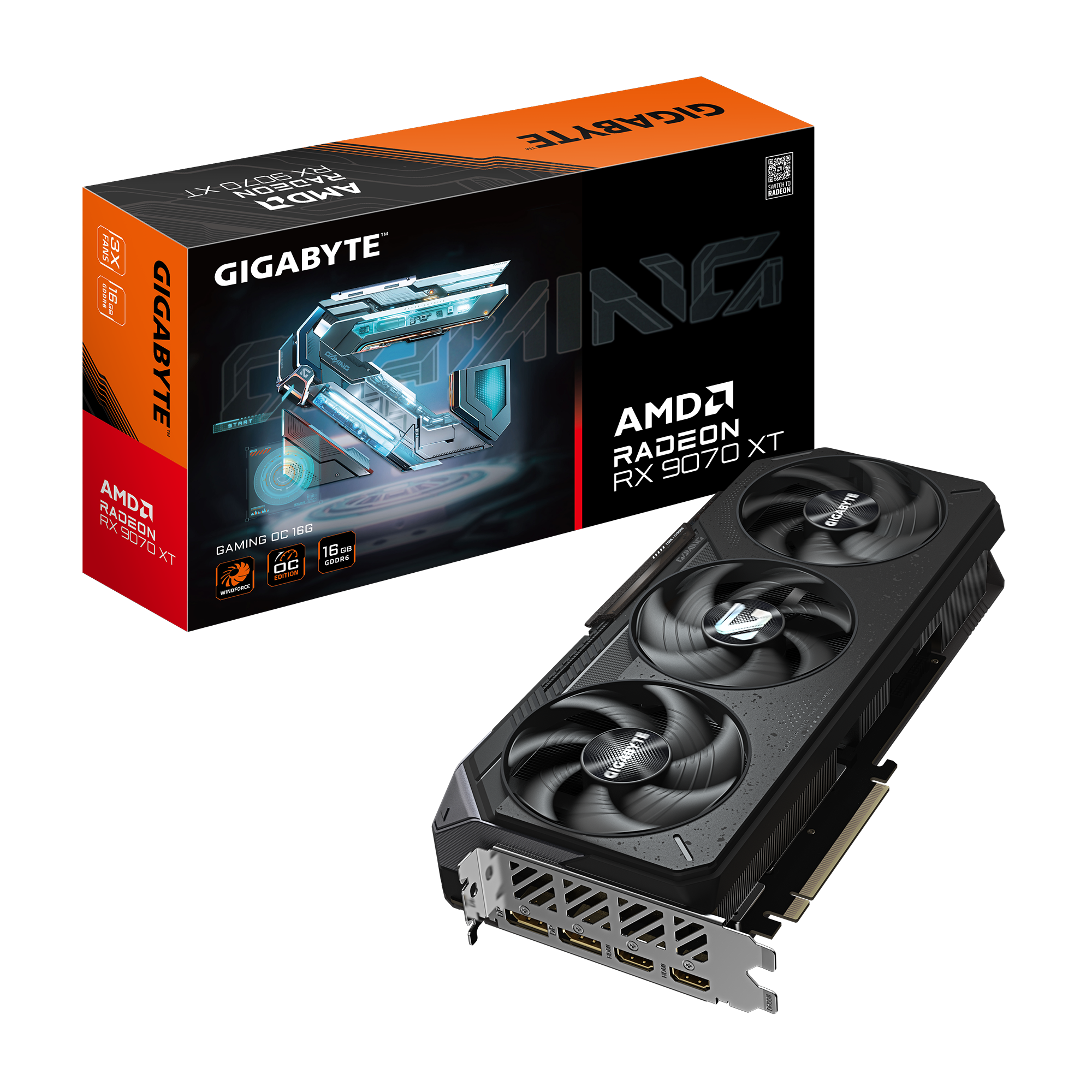 Tarjeta de Vídeo Gigabyte Radeon™ RX 9070 XT GAMING OC 16G,DisplayPort 2.1a *2 HDMI 2.1b *2, GV-T9070XTGAMING OC-16GD