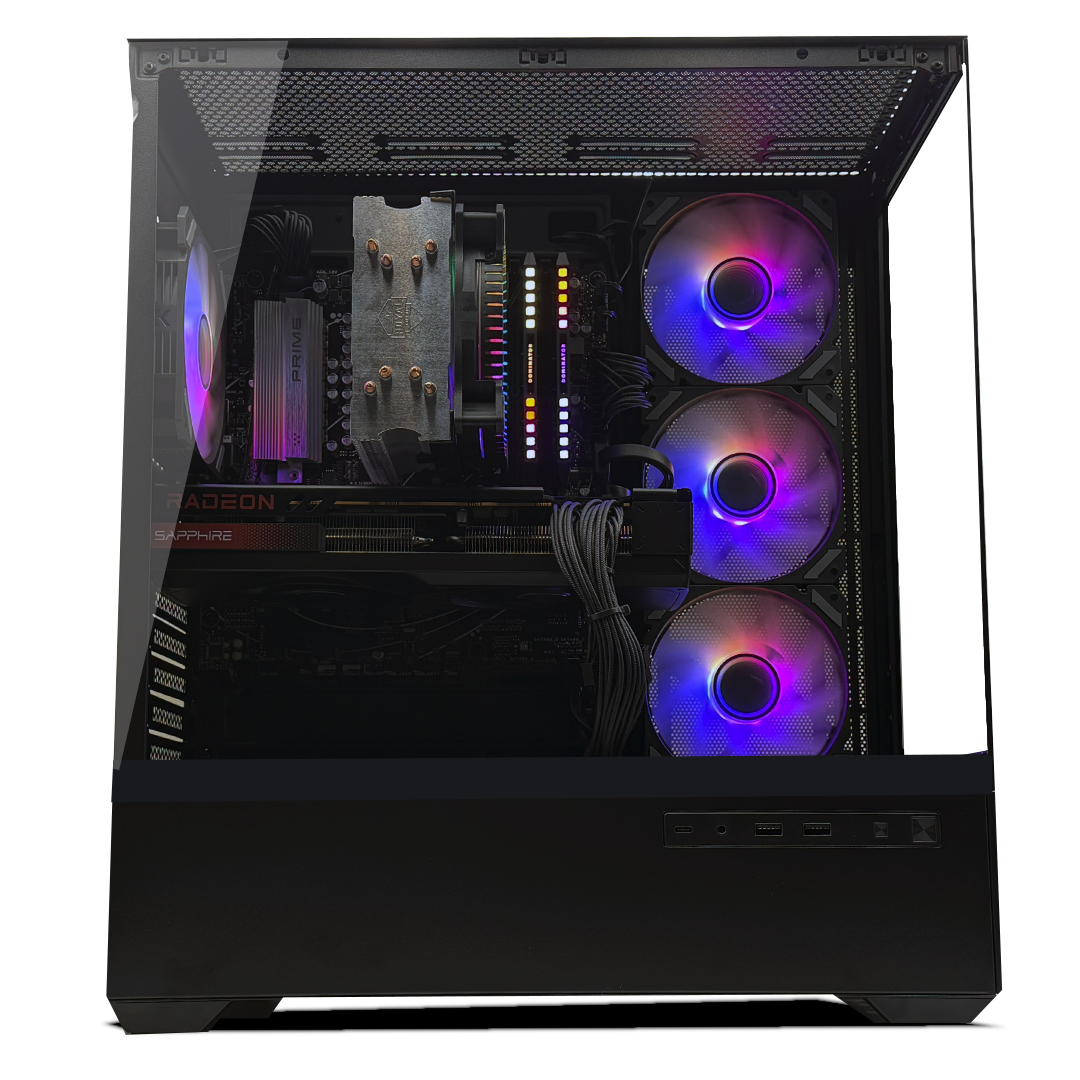 Computadora Gamer Invictus PC Power-046, AMD Ryzen 7 9700X , Radeon RX 7800XT, 32GB DDR5 RAM, 1TB SSD M.2 + 2TB HDD, Windows 11 PRO, Negro