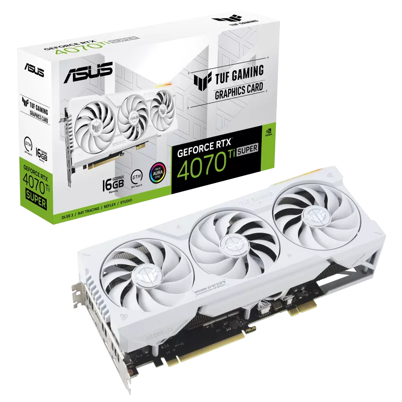 Tarjeta de Video ASUS TUF Gaming GeForce RTX 4070 Ti Super BTF White Edition / 16GB GDDR6X / NVIDIA DLSS 3 / PCIe 4.0 / 2xHDMI 2.1a / 3xDisplayPort 1.4a / TUF-RTX4070TIS-16G-BTF-WHITE