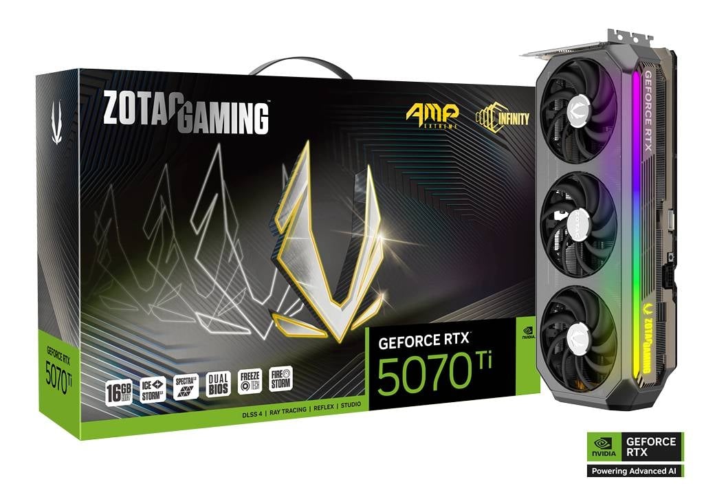 Tarjeta de Vídeo ZOTAC GAMING GeForce RTX 5070 Ti AMP Extreme INFINITY, ZT-B50710B-10